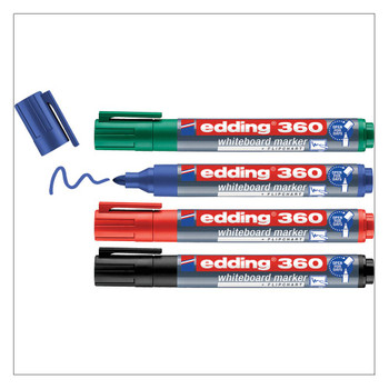 Edding 360 Whiteboard Marker Bullet Tip 1.5-3Mm Assorted Colours Pack 4 4-360-4