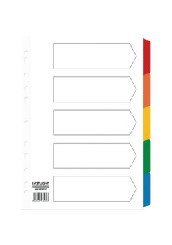Valuex Divider 5 Part A4 Card White With Coloured Mylar Tabs 80018DENT
