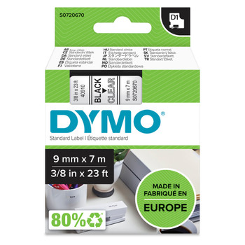 Dymo D1 Label Tape 9Mmx7m Black On Transparent S0720670