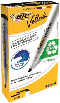 Bic Velleda 1751 Whiteboard Marker Chisel Tip 3.7-5.5Mm Line Assorted Colours Pa 904950