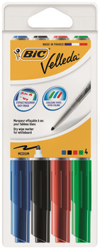 Bic Velleda 1741 Whiteboard Marker Bullet Tip 1.4Mm Line Assorted Colours Pack 4 503842