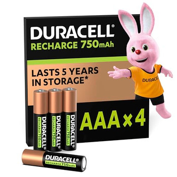 Duracell Aaa Rechargeable Batteries 750Mah Pack 4 DURHR03B4-750SC