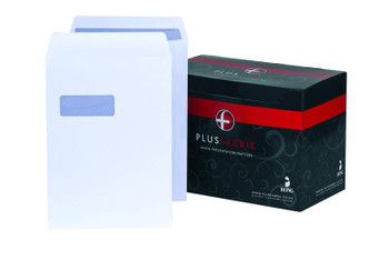 Plus Fabric Pocket Envelope C4 Self Seal Window 120Gsm White Pack 250 H27070