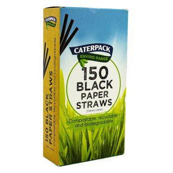 Caterpack Enviro Paper Straws Black Pack 150 10566