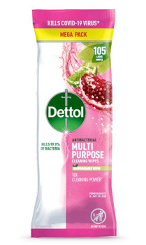 Dettol Multi Purpose Cleaning Wipes Pomegranate Pack 105 - 3244472 3244472