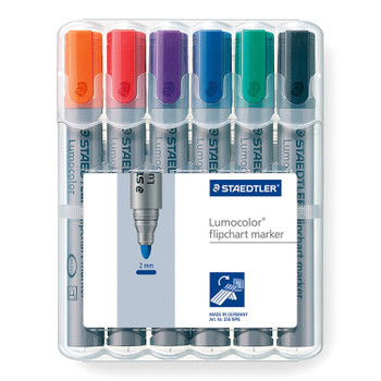 Staedtler Lumocolor Flipchart Marker Bullet Tip 2Mm Line Assorted Colours Pack 6 356WP6