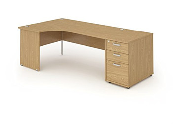 Dynamic Impulse 1800Mm Left Crescent Desk White Top Silver Cable Managed Leg Wor I000638