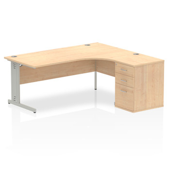 Dynamic Impulse 1800Mm Right Crescent Desk Maple Top Silver Cable Managed Leg Wo I000652
