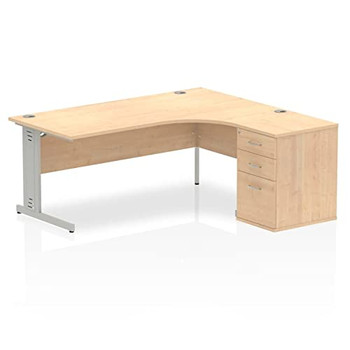 Dynamic Impulse 1800Mm Right Crescent Desk Maple Top Silver Cable Managed Leg Wo I000652