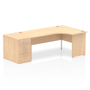 Dynamic Impulse 1800Mm Right Crescent Desk Maple Top Panel End Leg Workstation 8 I000628