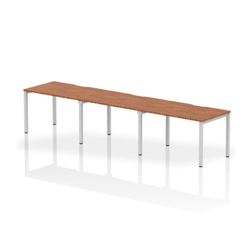 Dynamic Evolve Plus 1200Mm Single Row 3 Person Desk Walnut Top Silver Frame BE41 BE417