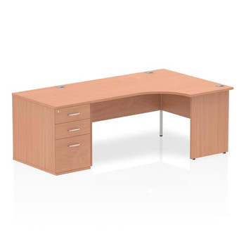 Dynamic Impulse 1600Mm Right Crescent Desk Beech Top Panel End Leg Workstation 8 I000621