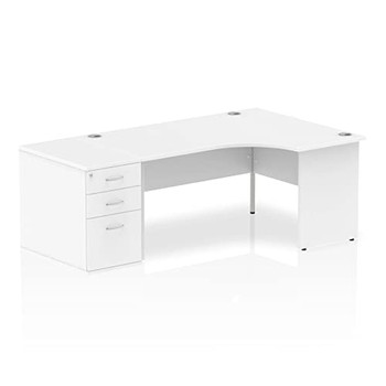 Dynamic Impulse 1600Mm Right Crescent Desk White Top Panel End Leg Workstation 8 I000622