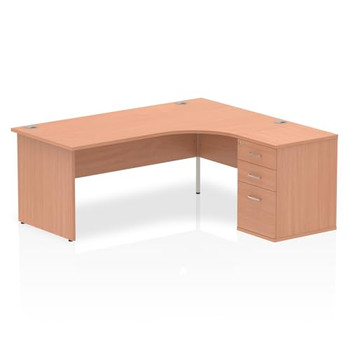 Dynamic Impulse 1800Mm Right Crescent Desk Beech Top Panel End Leg Workstation 6 I000601