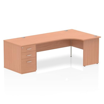 Dynamic Impulse 1800Mm Right Crescent Desk Beech Top Panel End Leg Workstation 8 I000625