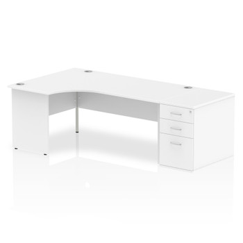 Dynamic Impulse 1800Mm Left Crescent Desk White Top Panel End Leg Workstation 80 I000614