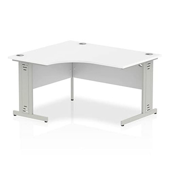 Dynamic Impulse 1400Mm Left Hand Crescent Desk White Top Silver Cable Managed Le I003846