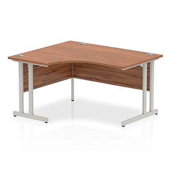Dynamic Impulse 1400Mm Left Hand Crescent Desk Walnut Top Silver Cantilever Leg I003823