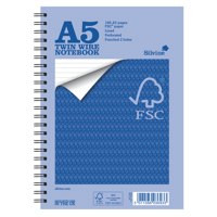 Silvine Fsc A5 Wirebound Card Cover Notebook Ruled 160 Pages Blue Pack 5 FSCTWA5