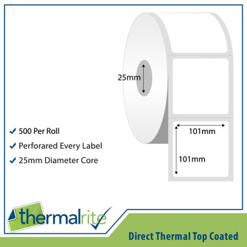 Thermalrite Direct Thermal Labels101x101mm 25Mm Core Pack 20 Rolls Of 500 Labels RL101.101DT-25