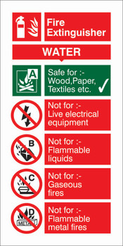 Seco Fire Fighting Equipment Safety Sign Fire Extinguisher Water Semi Rigid Plas FF091SRP100X200