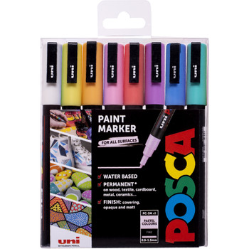 Posca Pc-3M Paint Marker Assorted Pastel Colours Pack 8 - 238212174 238212174