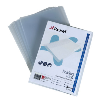 Rexel Superfine Folders Polypropylene A4 110 Micron Clear Pack 100 12175 12175
