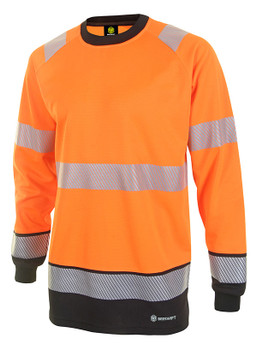 Beeswift Deltic Hi-Vis Two-Tone Long Sleeve T-Shirt Orange / Black Size XXL HVTT005ORBLXXL