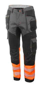 Beeswift Deltic Hi-Vis Two-Tone Trousers Orange / Black Size 38S HVTT080ORBL38S
