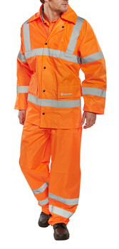 Beeswift Hi-Vis Lightweight Waterproof Suit Orange Size XL TS8ORXL