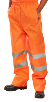 Beeswift Hi-Vis Waterproof Traffic Trousers Orange Size S TENORS
