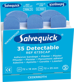 Salvequick Detectable Plasters Refill Pack 6X35 Blue CM0544