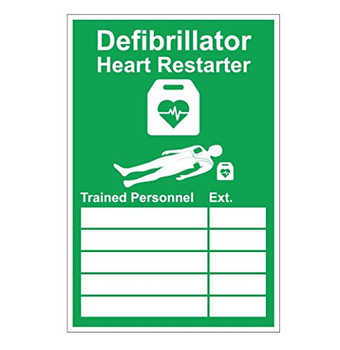 Click Medical Aed Trained Personnel Sign Rigid Plastic Green Size 20X30CM CM1327