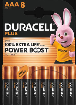 Duracell Plus Aaa Batteries With Power Boost Pack 8 - MN2400B8BOOST MN2400B8BOOST