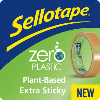 Sellotape Zero Plastic Plant Based Easy Tear Extra Sticky Tape Clear 24Mm X 30M 2956197