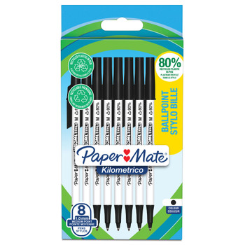 Paper Mate Kilometrico Ballpoint Pen Medium Point 1.0Mm Black 80% Recycled Plast 2187678