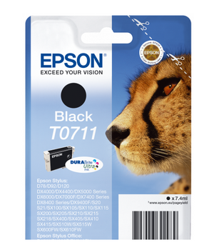Epson T0711 Cheetah Black Standard Capacity Ink Cartridge 7Ml - C13T07114012 C13T07114012