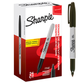 Sharpie Permanent Marker Fine Tip 0.9Mm Line Black Pack 24 2077128 2077128