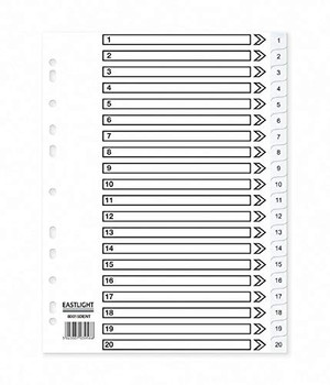 Valuex Index 1-20 A4 120 Micron Polypropylene White 80015DENT