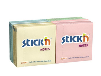 Valuex Stickn Notes 76X76mm 100 Sheets Pastel Colours Pack 12 21328 21328