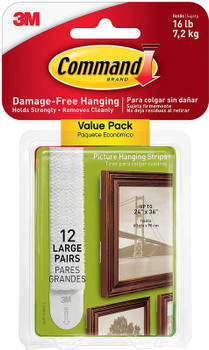 3M Command Picture Hanging Strips Large White Pack 12 17206 7100109340