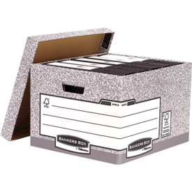 Fellowes Bankers Box System Large Heavy Duty R-Kive Storage Box Board Grey Pack 0181201