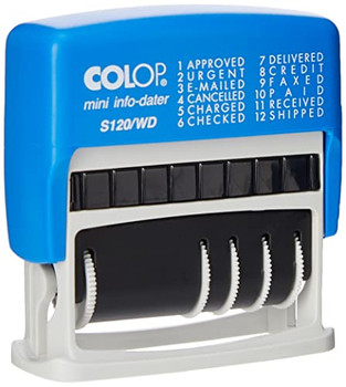 Colop S120/Wd Self Inking Dial A Phrase Word And Date Stamp Blue/Red Ink 104960