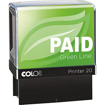 Colop Green Line P20 Self Inking Word Stamp Paid 35X12mm Red Ink 148232