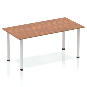 Dynamic Impulse 1400Mm Straight Table Walnut Top Silver Post Leg BF00185 BF00185