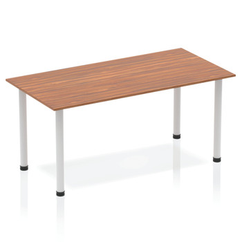 Dynamic Impulse 1600Mm Straight Table Walnut Top Silver Post Leg BF00186 BF00186
