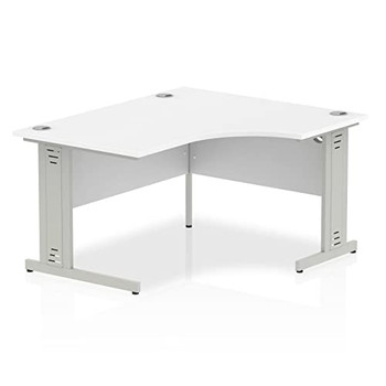 Dynamic Impulse 1400Mm Right Crescent Desk White Top Silver Cable Managed Leg I0 I003852