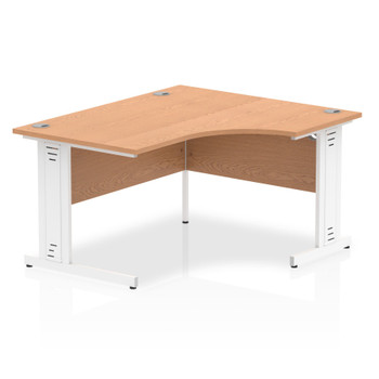 Dynamic Impulse 1400Mm Right Crescent Desk Oak Top White Cable Managed Leg I0038 I003863