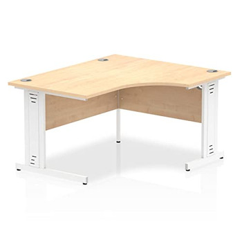 Dynamic Impulse 1400Mm Right Crescent Desk Maple Top White Cable Managed Leg I00 I003862