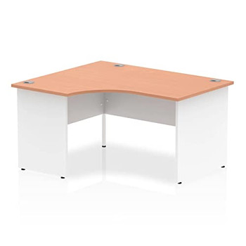 Dynamic Impulse 1400Mm Left Crescent Desk Beech Top White Panel End Leg I003878 I003878